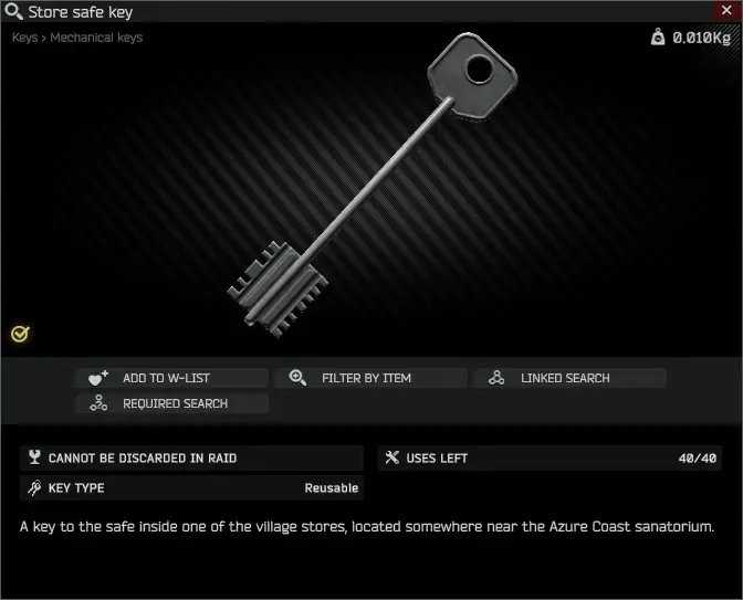 Store Safe Key Escape From Tarkov Wiki   Store Safe Key Summary .webp